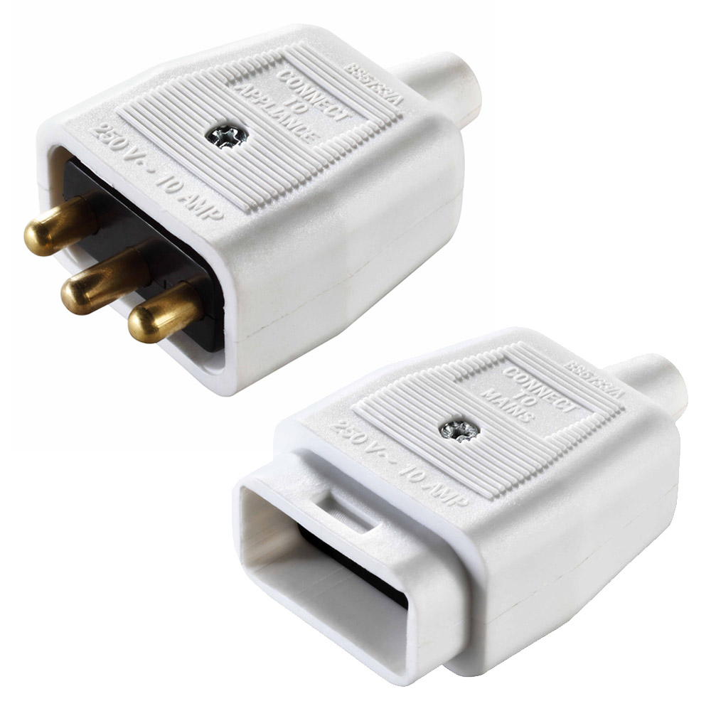 Image of Masterplug 10A Inline Connector 3 Pin White Outdoor Power and Lighting
