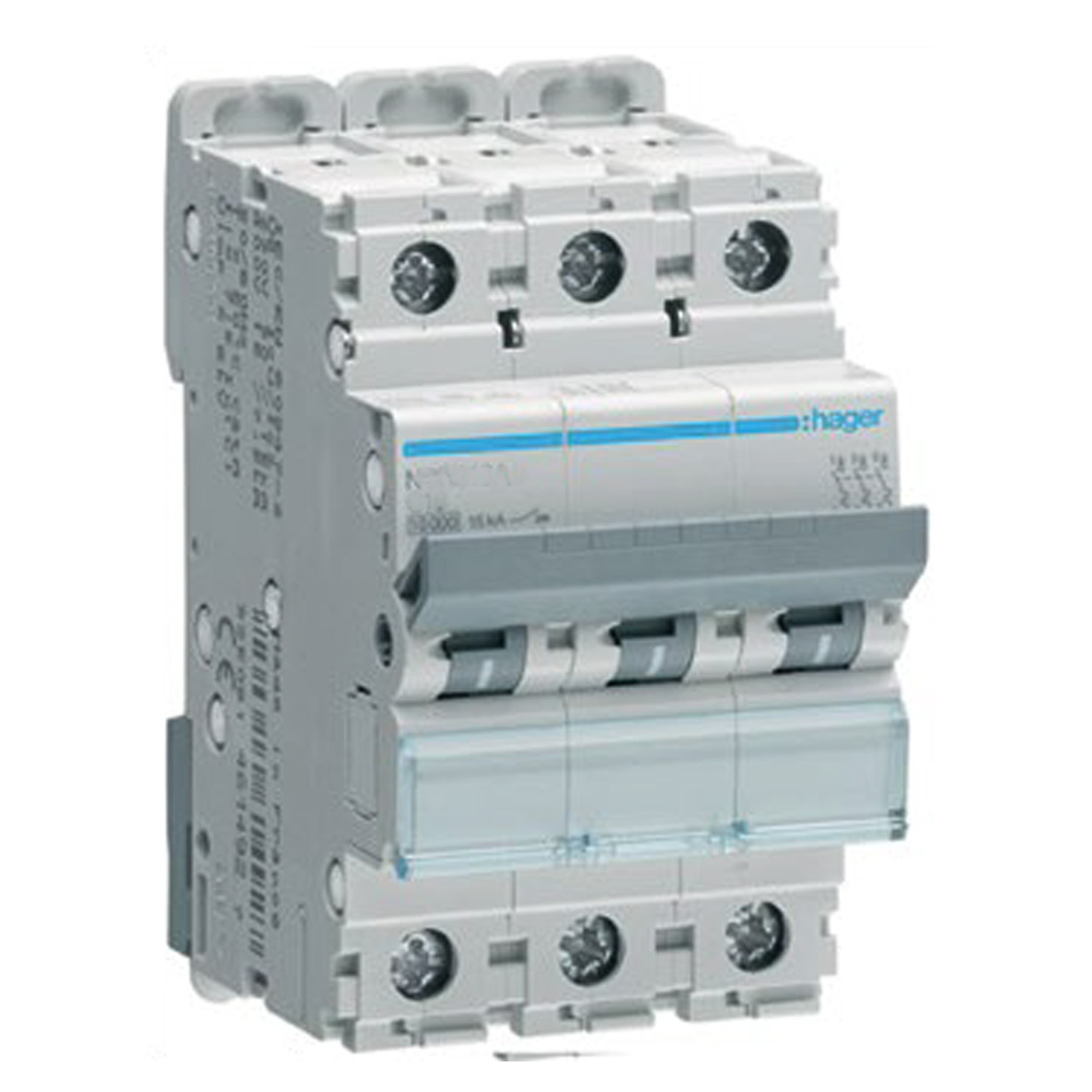 Image of Hager Invicta 3 NBN316A 16A MCB Triple Pole Type B 10Ka