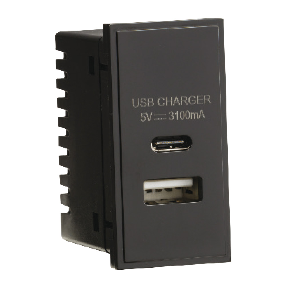 Knightsbridge Dual USB Charger Module Black