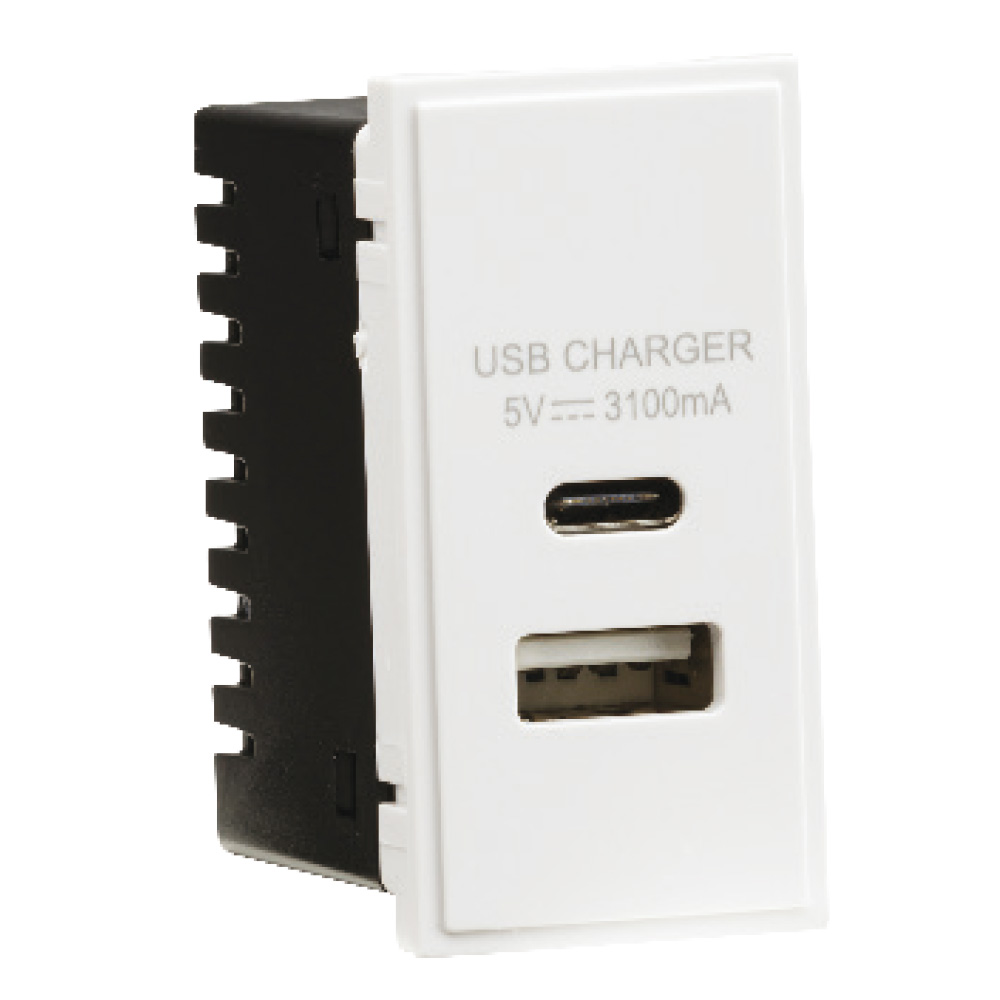 Knightsbridge Dual USB Charger Module White
