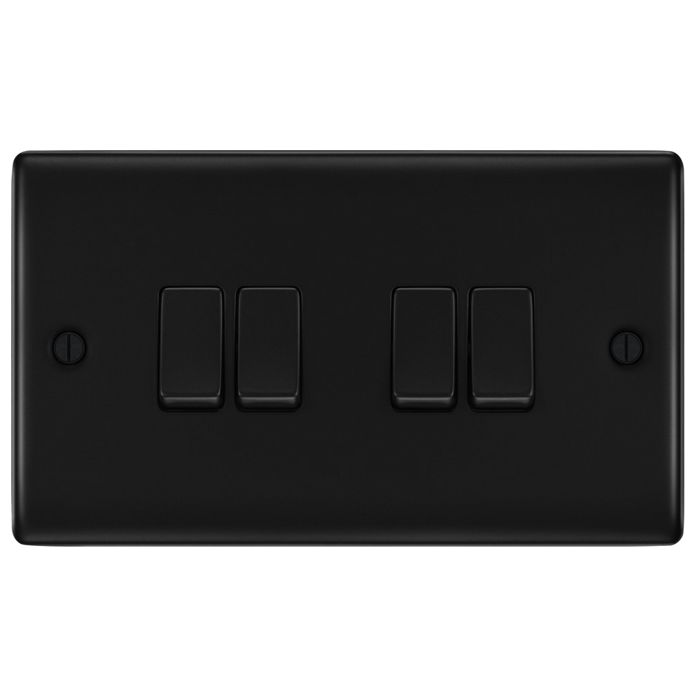 Image of BG Nexus Metal Light Switch 4 Gang 2 Way 20A Matt Black