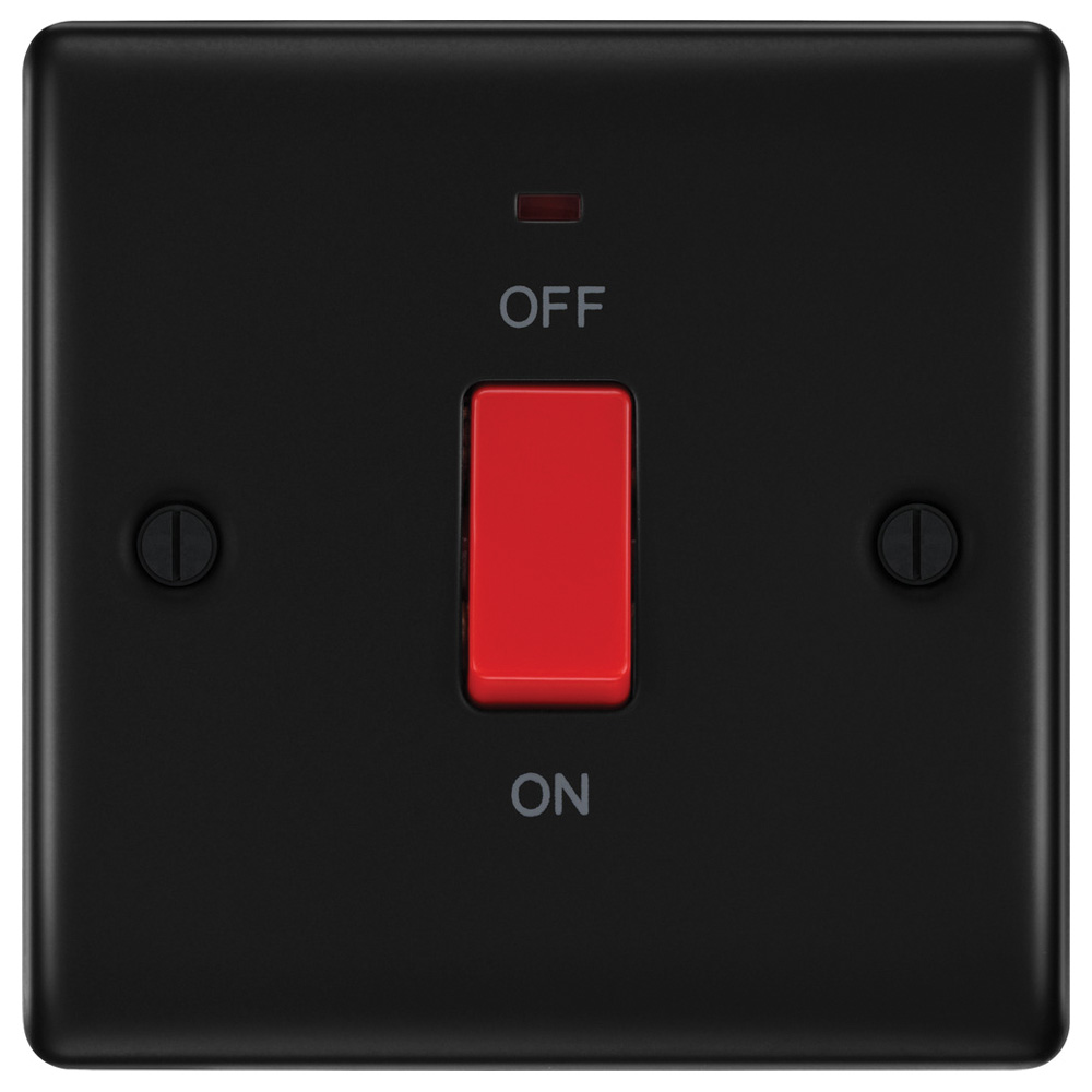 Image of BG Nexus Metal 45A Cooker Switch 1 Gang Double Pole Neon Matt Black