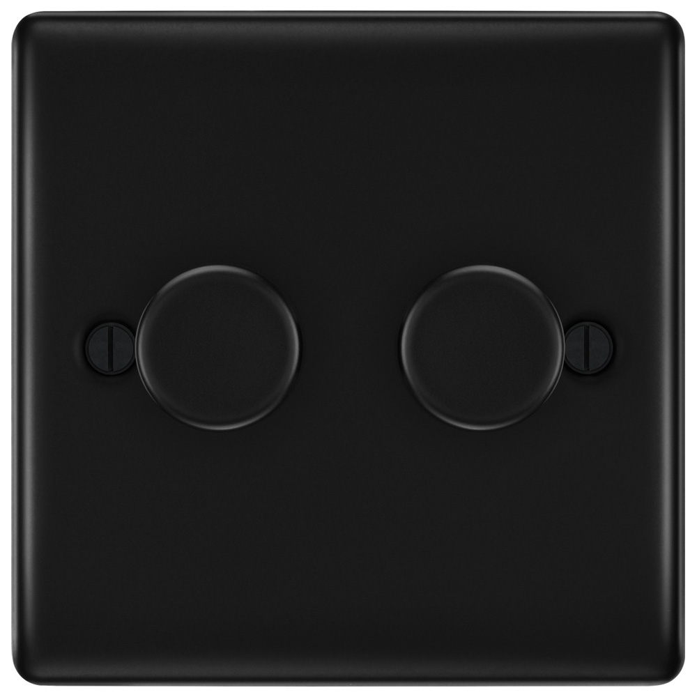 Image of BG Nexus Metal Dimmer Switch 2 Gang 200W Matt Black