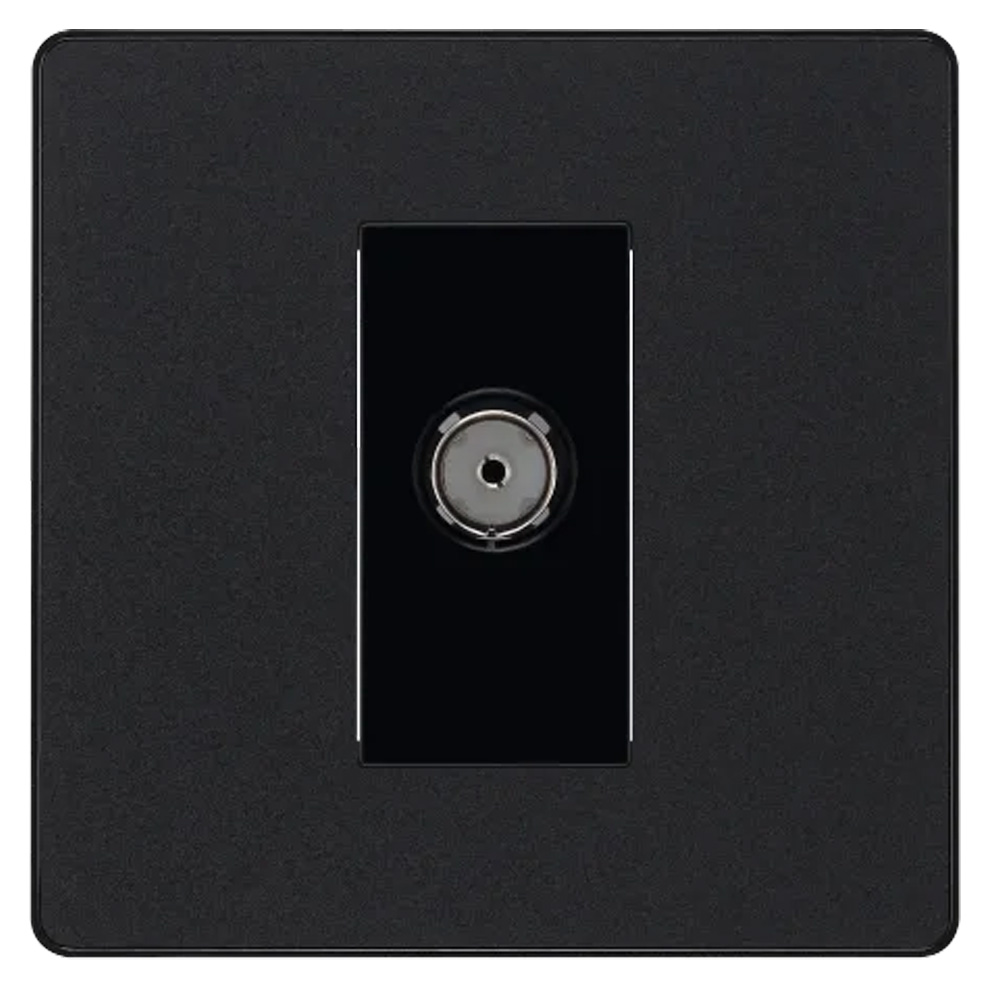 Image of BG Evolve Metal Screwless Isolated TV Coaxial Socket 1 Gang Matt Black