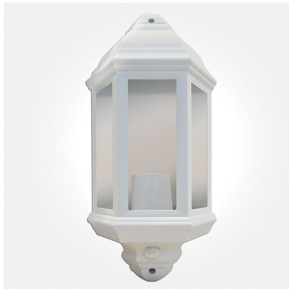 Image of Eterna Polycarbonate Half Lantern Wall Light with PIR White 60W
