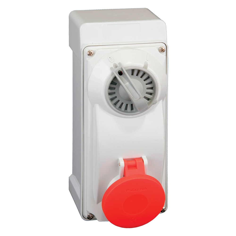 Image of Lewden 16A 400V Red Switched Interlocked Socket 5 Pin IP44