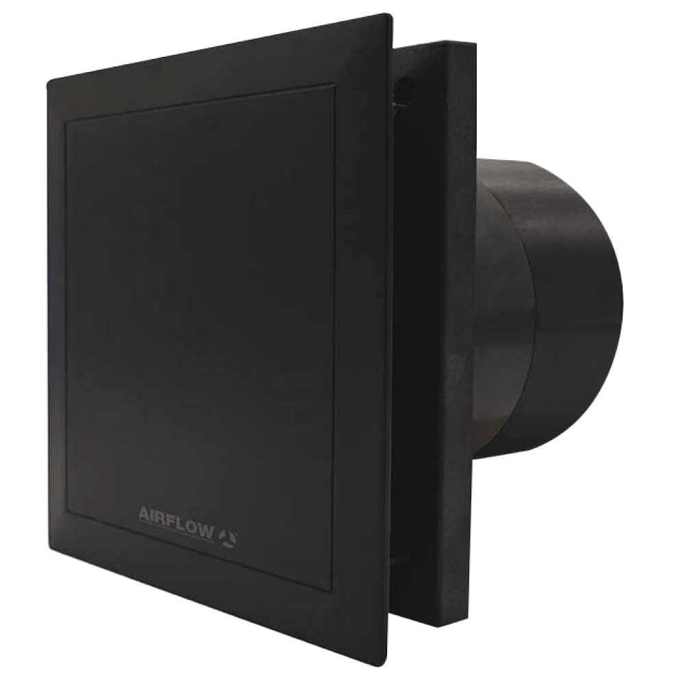 Airflow 4 Inch QuietAir Bathroom Humidity Extractor Fan Timer Black