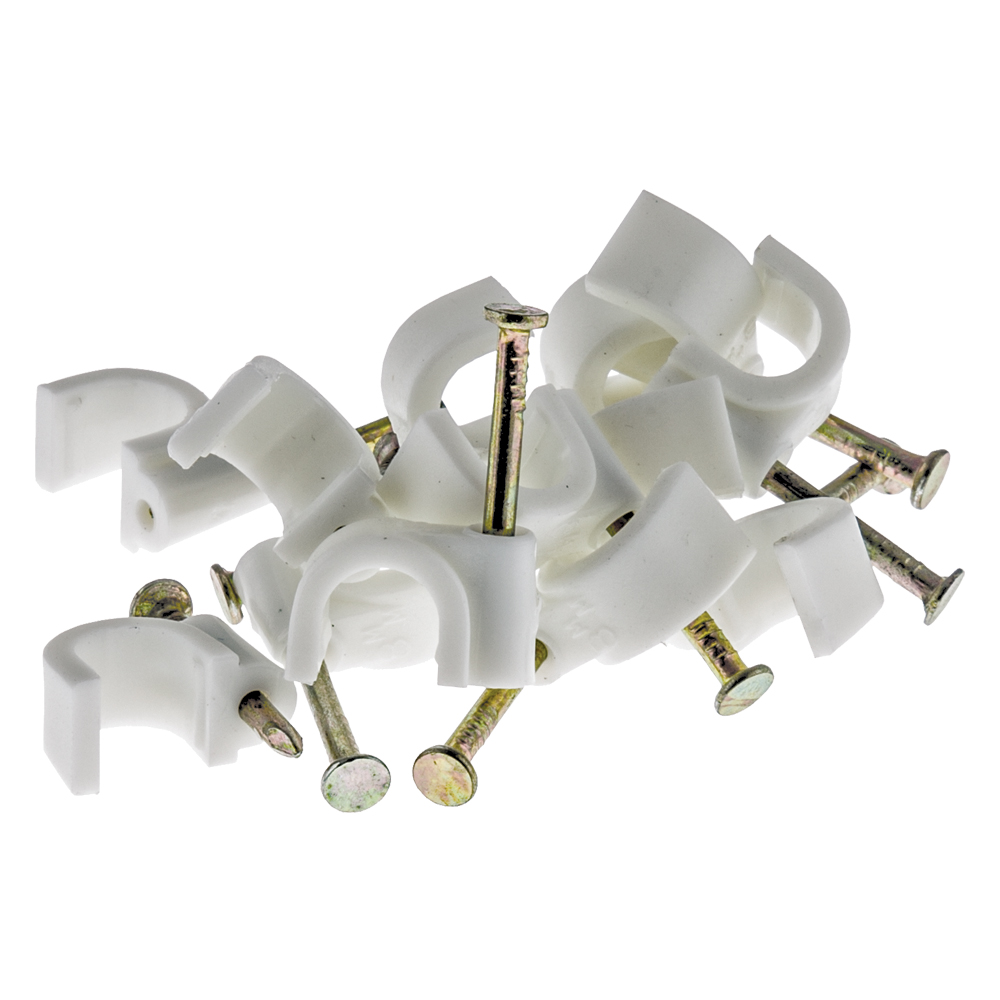 Image of Tower 70CWRC35 Round Cable Clip 3.5mm Diameter Flex White Pack 100