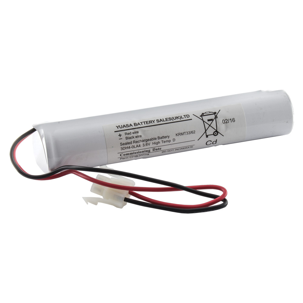 Image of Emergency Lighting Battery 3 Cell Stick 3.6V 4aH Lead and Connector