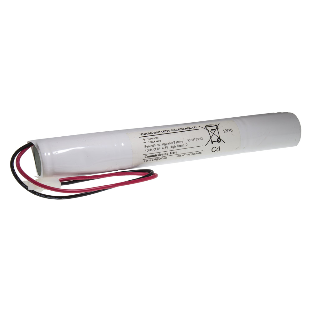 Image of Emergency Lighting Battery 4 Cell Stick 4.8V 4aH Lead and Connector