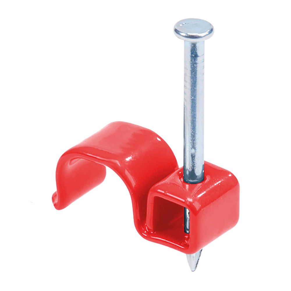 Image of SWA FIREFLY 18th Edition Round Metal Nail-In 9mm Red Cable Clips for 1.5mm 3 Core and Earth