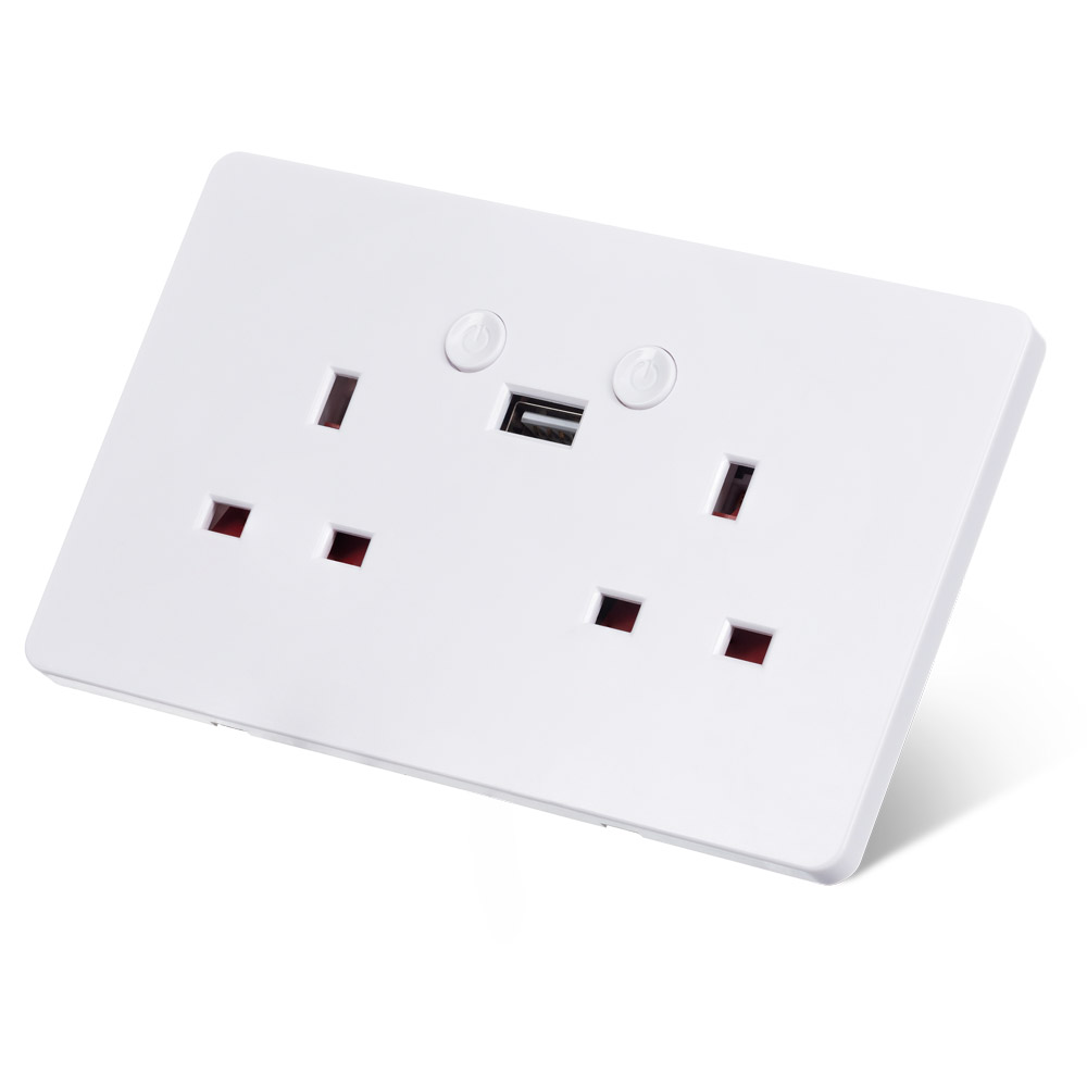 Image of Timeguard WFTWSUSB Smart Wall Socket  with USB Port 2 Gang 13A White