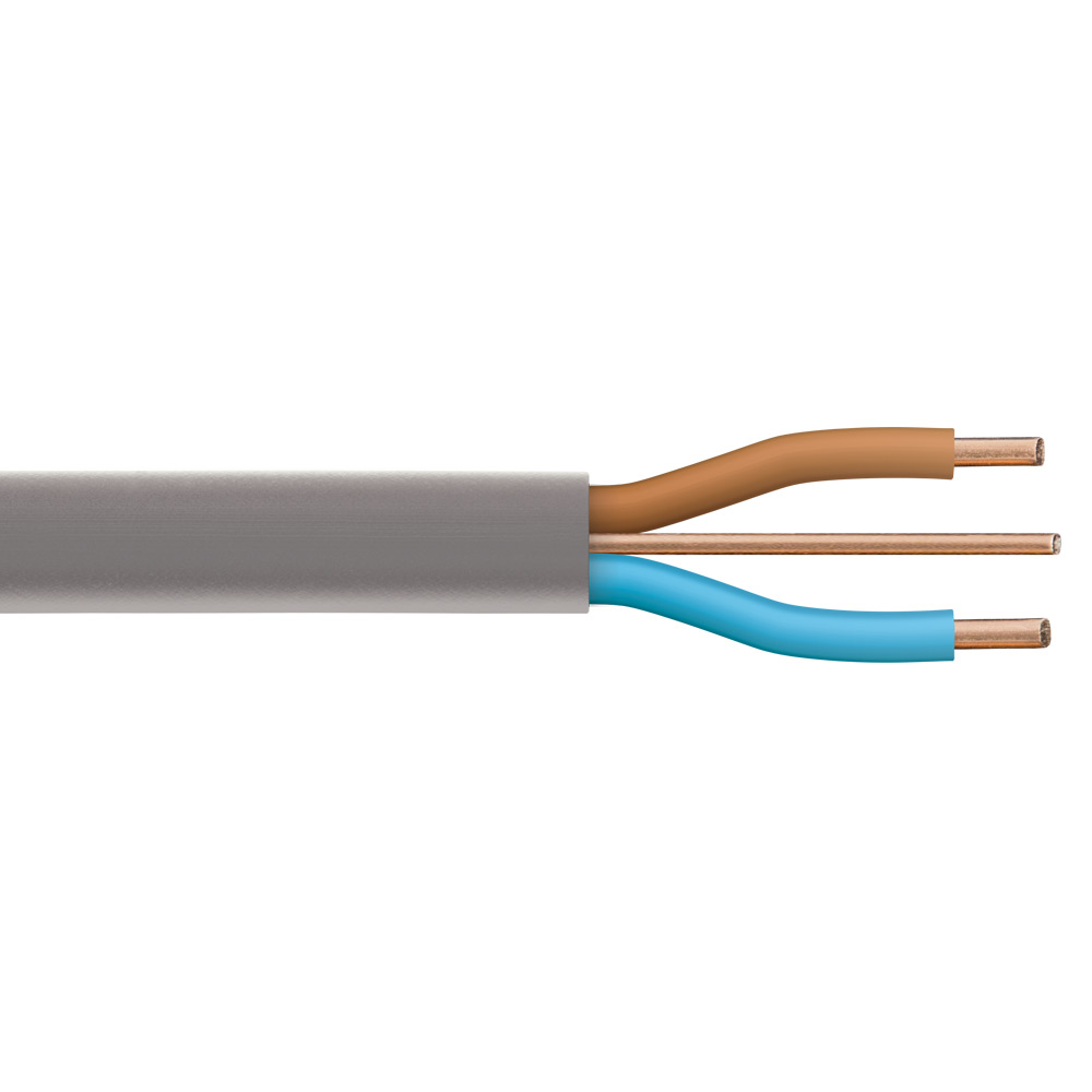 Image of 1mm 18A 6242YH Twin & Earth Cable PVC Grey BASEC 1M Cut Length