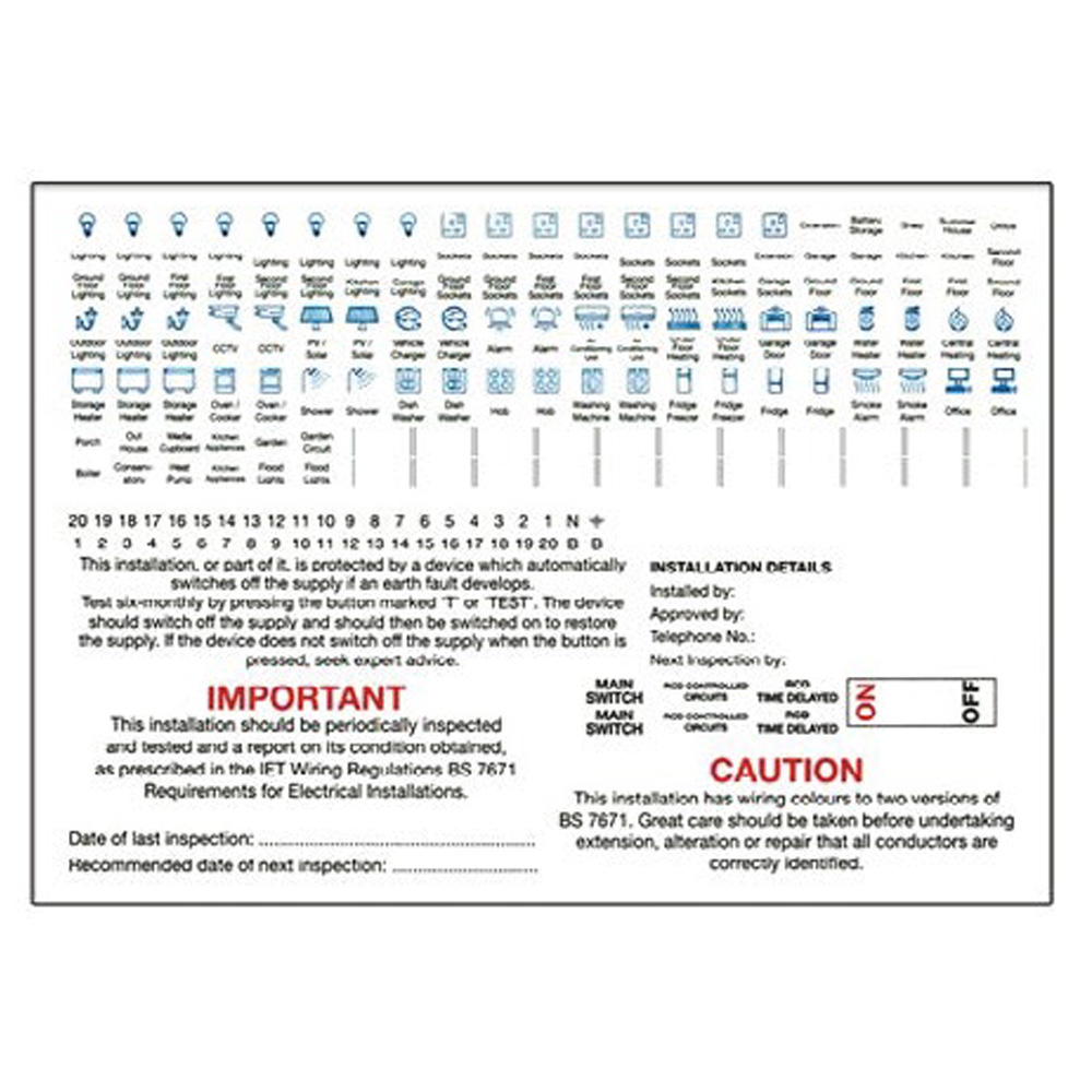 Hager Consumer Unit Labels