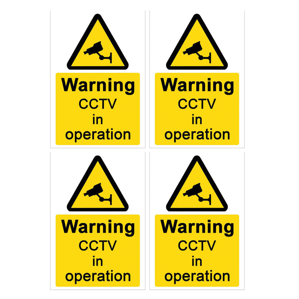 Image of Warning CCTV In Operation Window Stickers 110 x 75mm Pack of 4