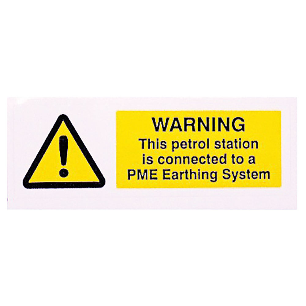 Image of Warning Petrol Station Connected to PME Self Adhesive Label Pack of 10