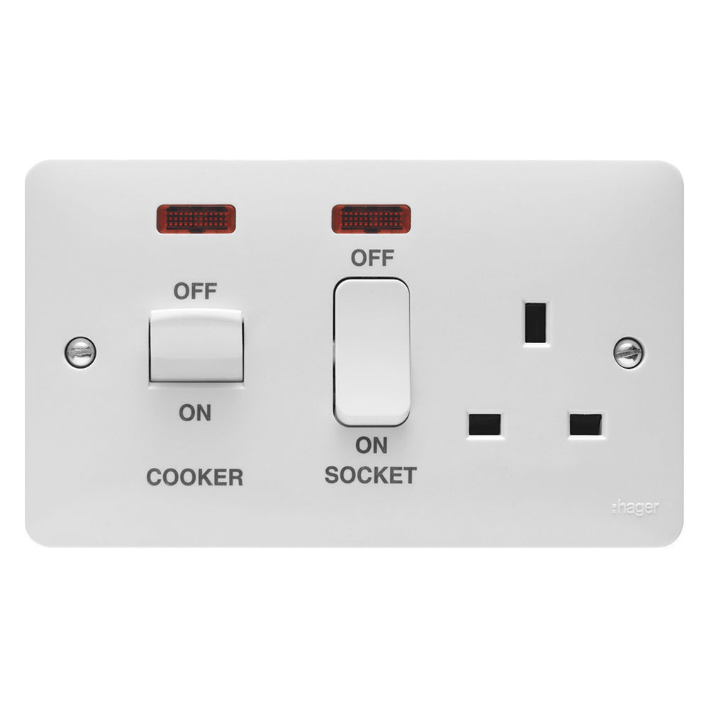 Image of Hager Sollysta WMCC50 Cooker Unit 50A Switch and Socket DP White