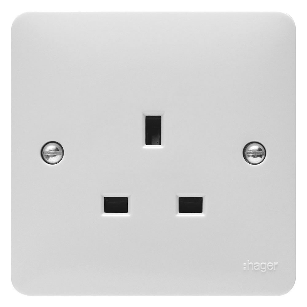 Image of Hager Sollysta WMS81 Unswitched Socket 1 Gang 13A Single Pole White