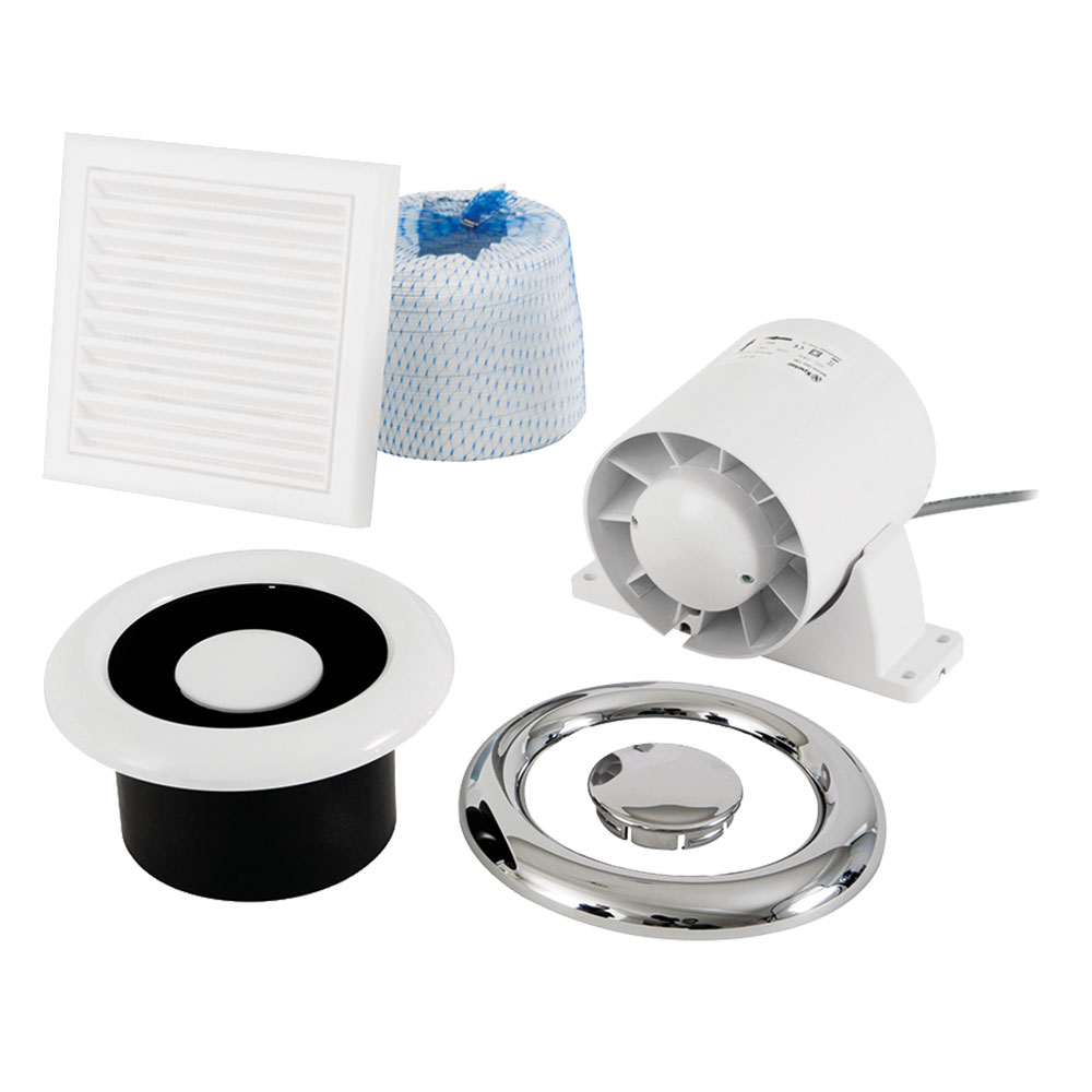 Image of Xpelair AL100T 4 Inch 100mm AirLine Inline Duct Shower Fan Kit with Timer