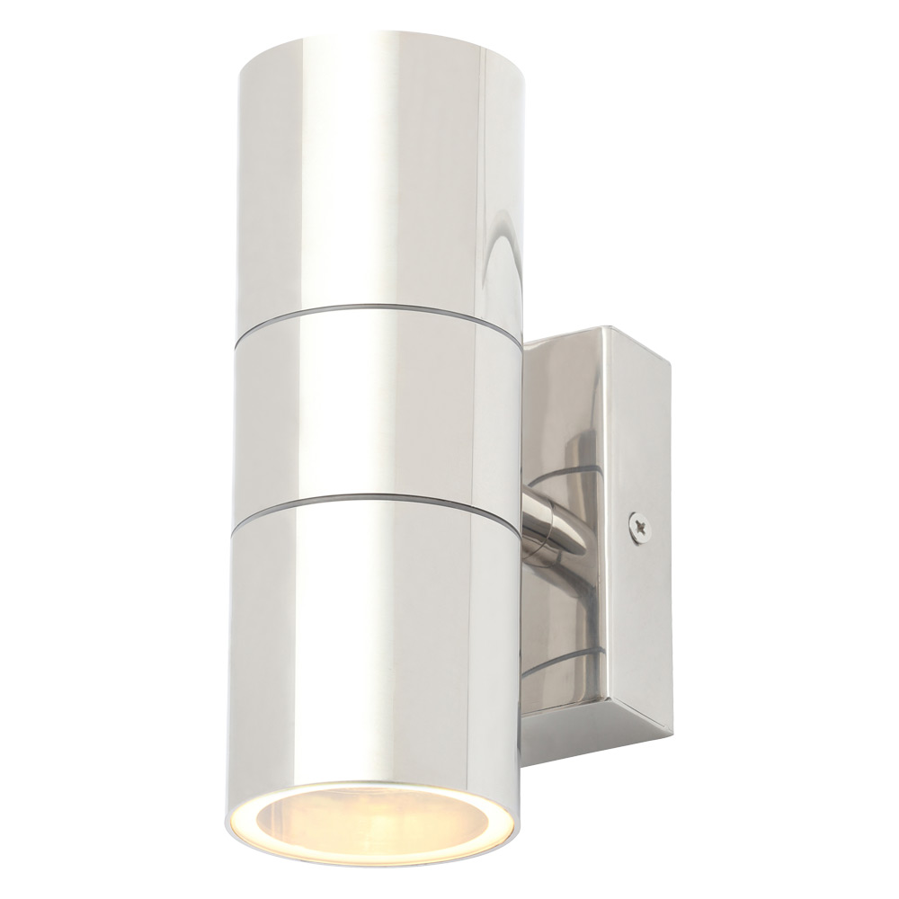 Image of Forum Zinc Leto Outdoor Wall Light GU10 Up and Down Polished Steel