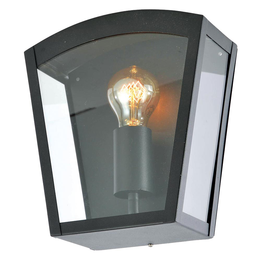 Image of Forum Zinc Artemis Outdoor Arched Lantern Light ES (E27) Black Glass