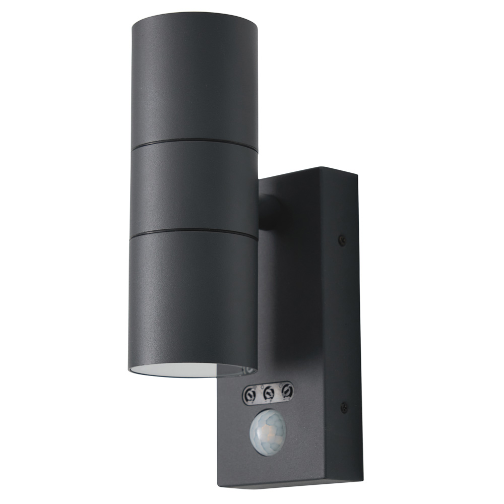 Image of Zinc Leto GU10 PIR Up/Down Spotlight Wall Light Anthracite