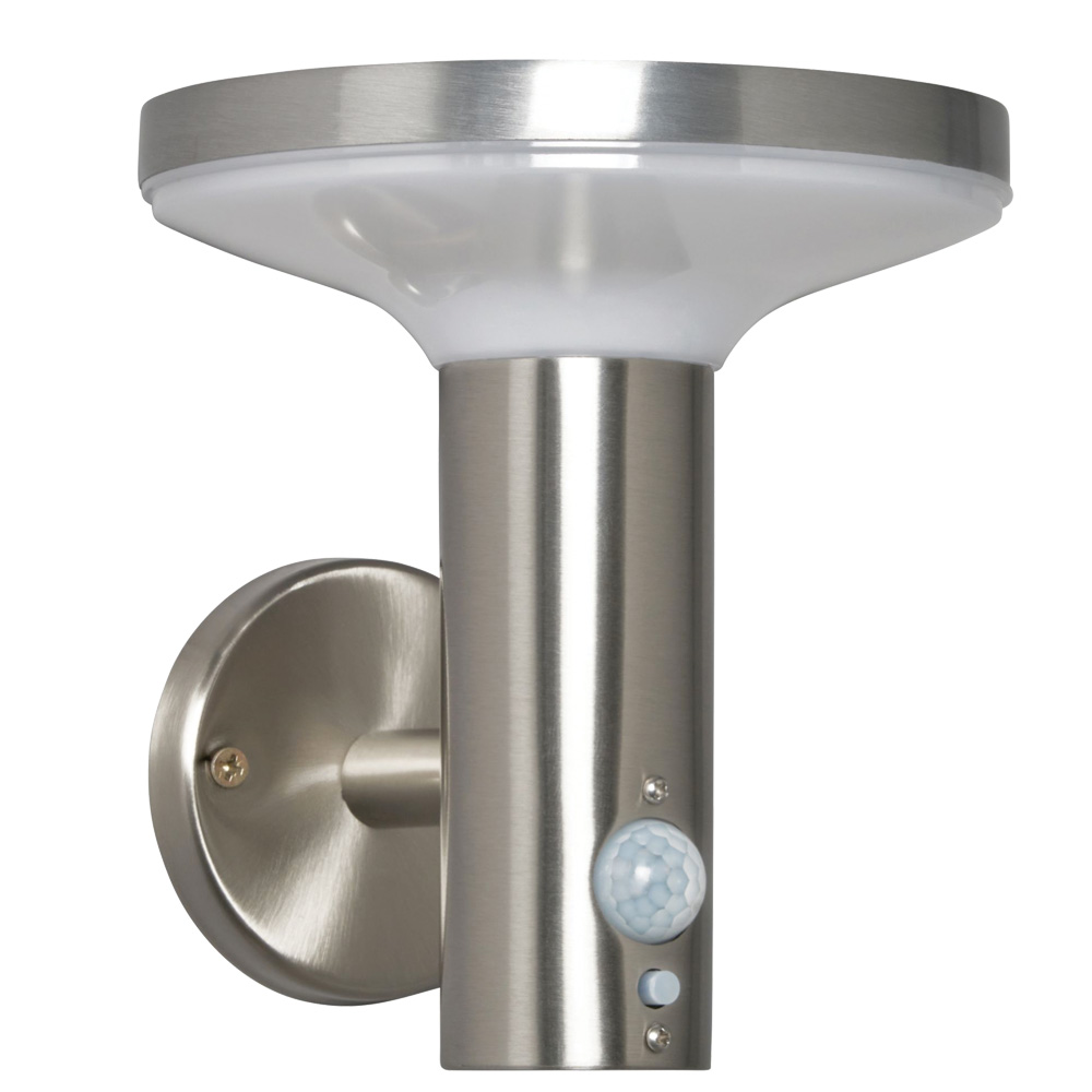 Image of Zink Clare Solar Powered Wall Light with PIR Stainless Steel 4.4W