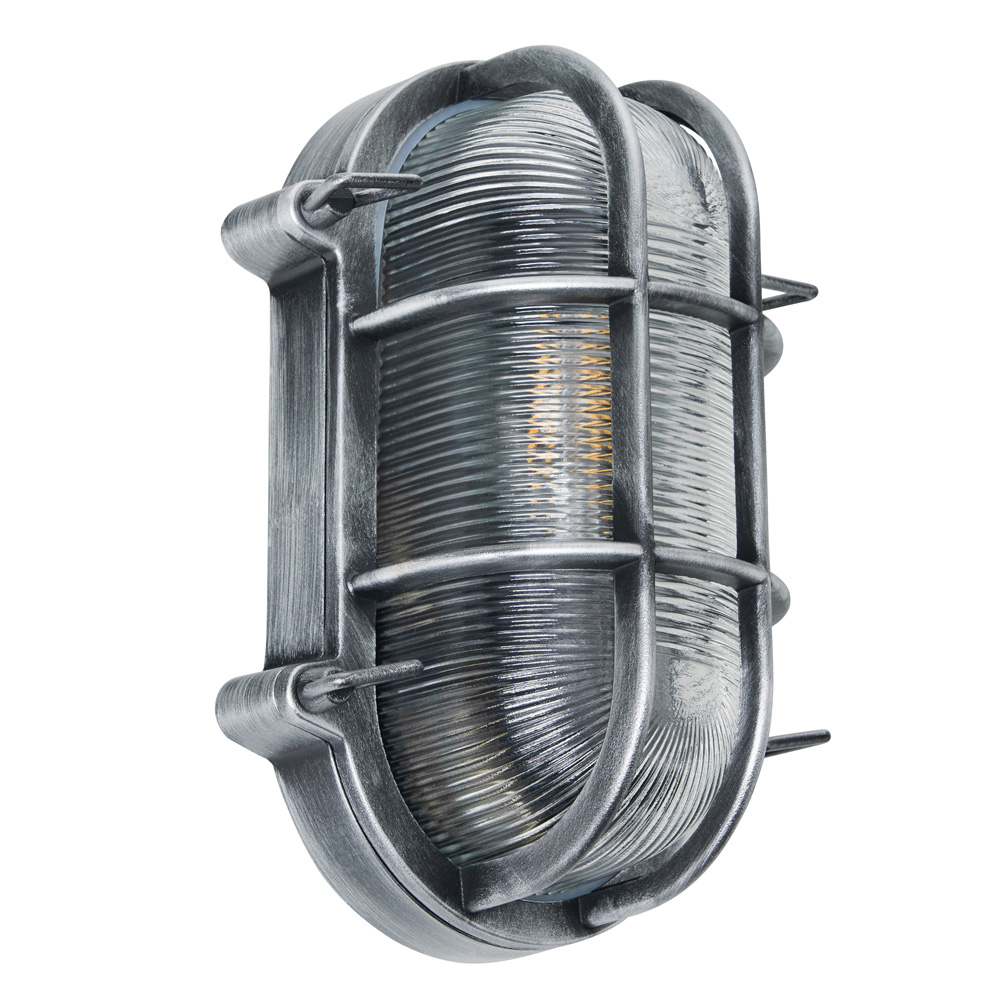 Image of Zink Davey GLS Caged Oval Bulkhead Light Silver 9W