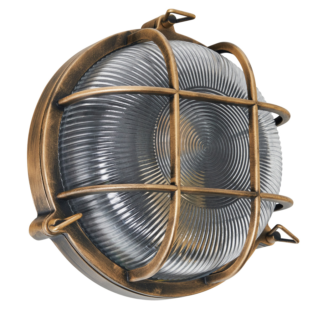 Image of Zink Gali GLS Caged Round Bulkhead Light Gold 9W