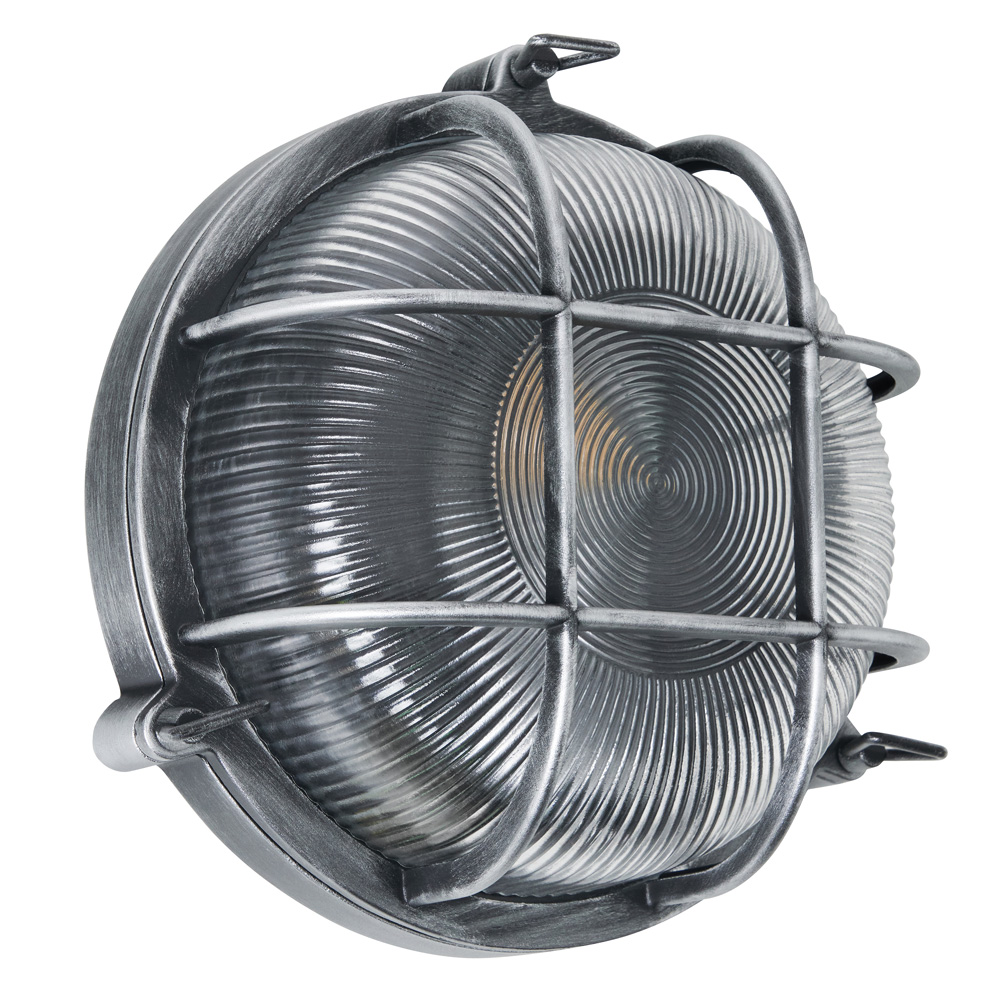 Image of Zink Gali GLS Caged Round Bulkhead Light Silver 9W
