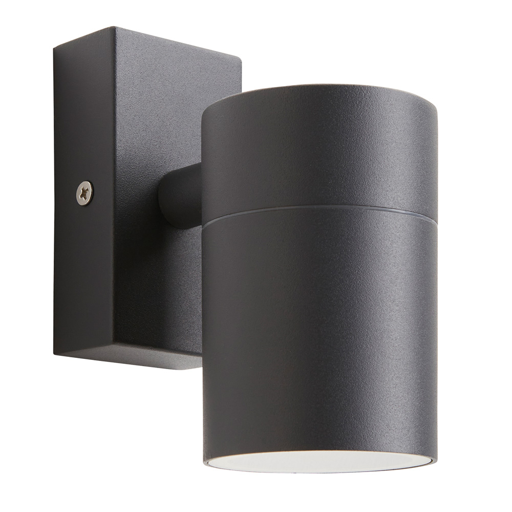 Image of Forum Zinc Leto Fixed Outdoor Wall Light Up or Down GU10 Spotlight Black