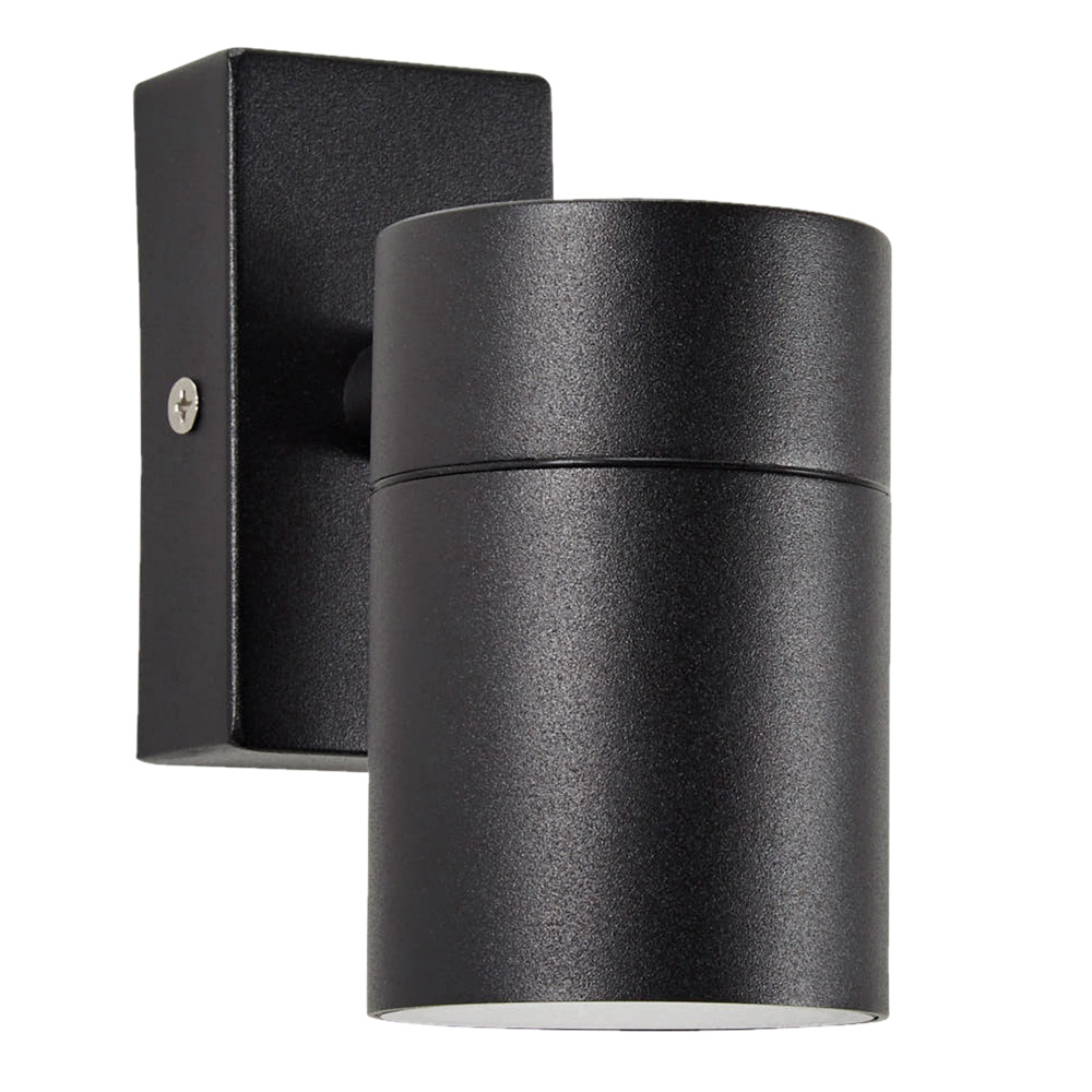 Image of Forum Zinc Leto Fixed Outdoor Wall Light Up or Down GU10 Spotlight Black